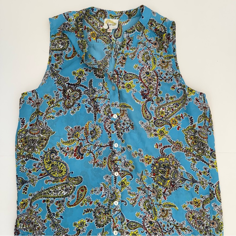 Fig and Flower Blue Paisley Top
